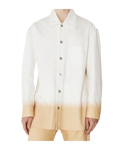 Lanvin Gradient Effect Curved Hem Shirt In White