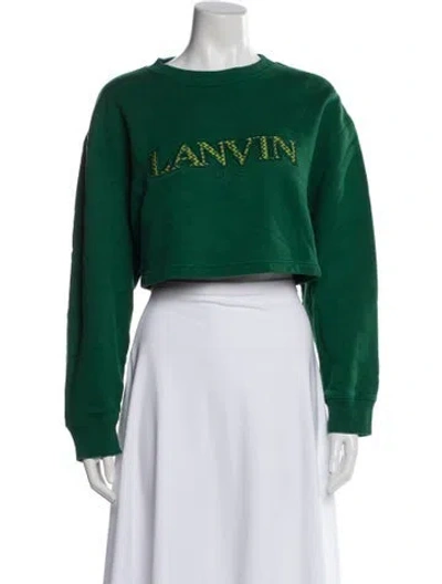 Pre-owned Lanvin Graphic Print Crew Neck Crop Top In Green