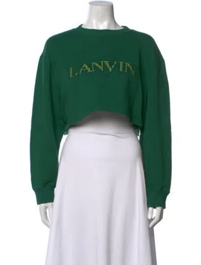 Pre-owned Lanvin Graphic Print Crew Neck Crop Top In Green