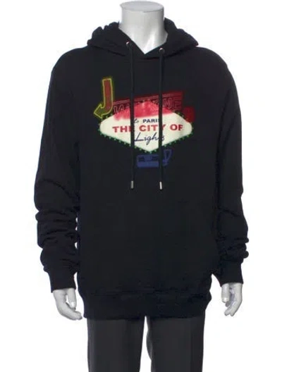 Pre-owned Lanvin Graphic Print Crew Neck Hoodie In Black