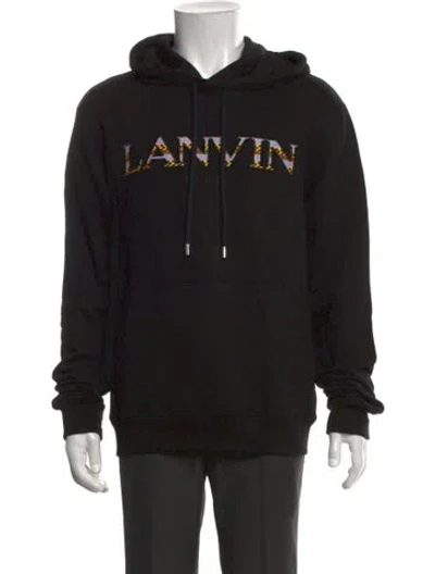Pre-owned Lanvin Graphic Print Crew Neck Hoodie In Black
