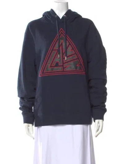 Pre-owned Lanvin Graphic Print Crew Neck Hoodie In Blue