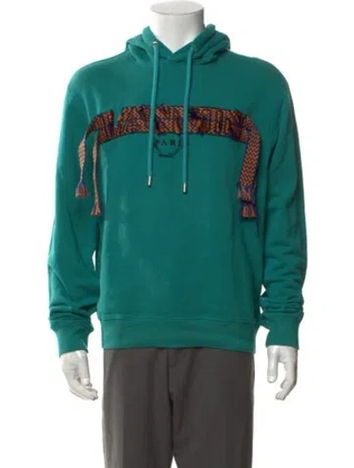 Pre-owned Lanvin Graphic Print Crew Neck Hoodie In Blue