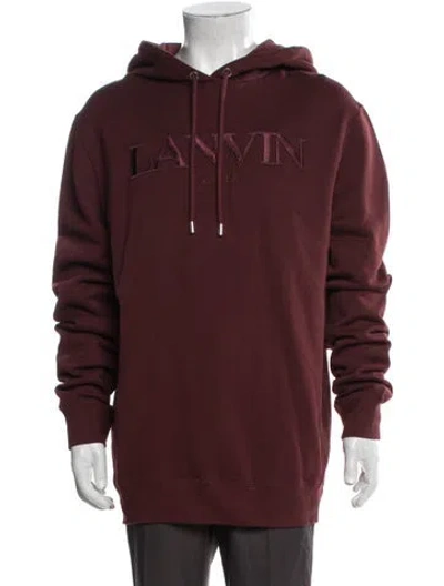 Pre-owned Lanvin Graphic Print Crew Neck Hoodie In Burgundy