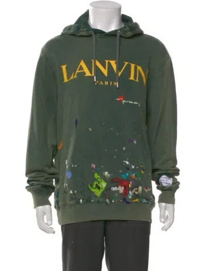 Pre-owned Lanvin Graphic Print Crew Neck Hoodie In Green