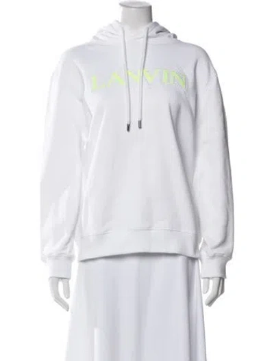 Pre-owned Lanvin Graphic Print Crew Neck Hoodie In White