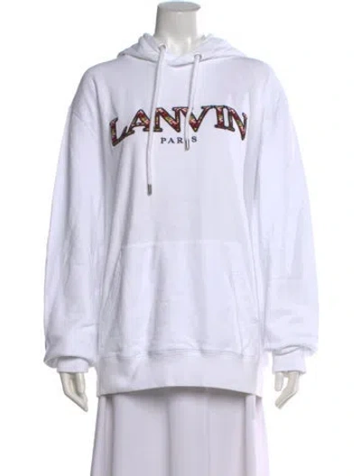 Pre-owned Lanvin Graphic Print Crew Neck Hoodie In White