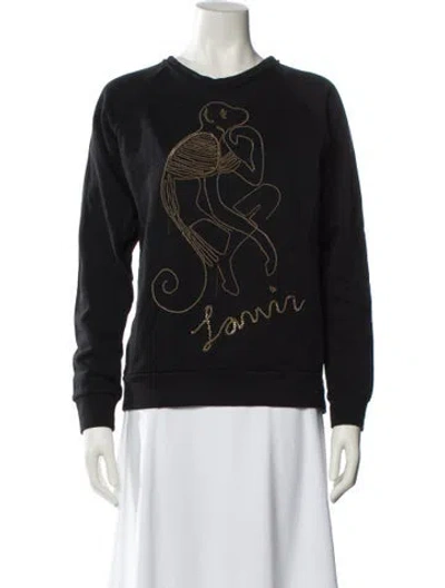 Pre-owned Lanvin Graphic Print Crew Neck Sweatshirt In Black