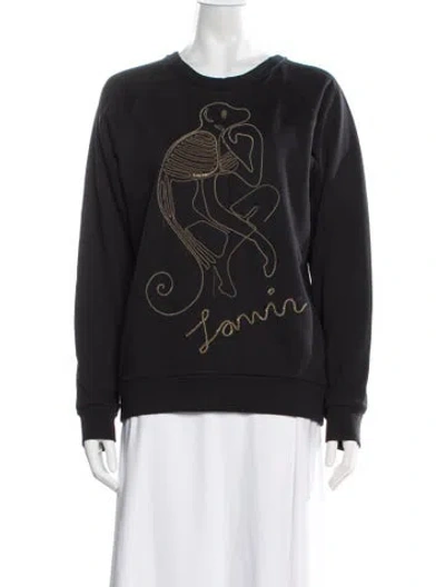 Pre-owned Lanvin Graphic Print Crew Neck Sweatshirt In Black