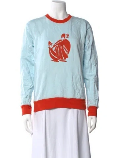 Pre-owned Lanvin Graphic Print Crew Neck Sweatshirt In Blue