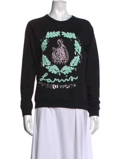 Pre-owned Lanvin Graphic Print Crew Neck Sweatshirt In Blue