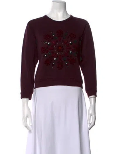Pre-owned Lanvin Graphic Print Crew Neck Sweatshirt In Burgundy