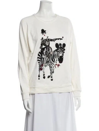 Pre-owned Lanvin Graphic Print Crew Neck Sweatshirt In Neutrals