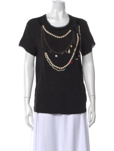 Pre-owned Lanvin Graphic Print Crew Neck T-shirt In Black
