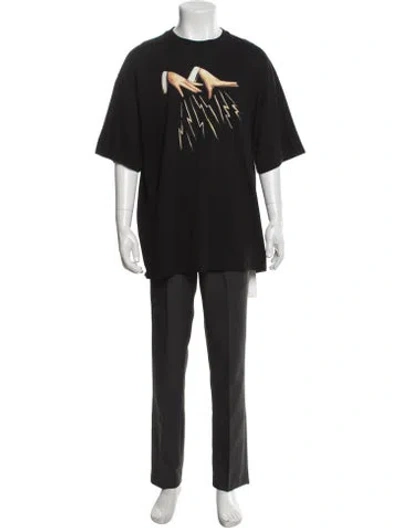 Pre-owned Lanvin Graphic Print Crew Neck T-shirt In Black