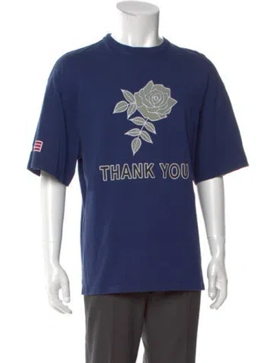 Pre-owned Lanvin Graphic Print Crew Neck T-shirt In Blue