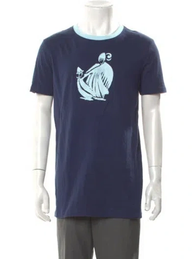 Pre-owned Lanvin Graphic Print Crew Neck T-shirt In Blue