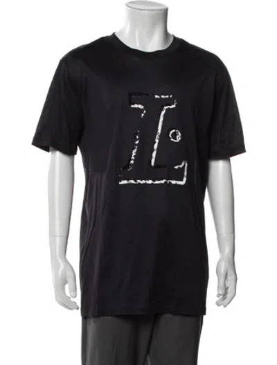 Pre-owned Lanvin Graphic Print Crew Neck T-shirt In Blue