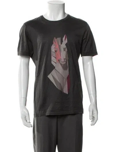 Pre-owned Lanvin Graphic Print Crew Neck T-shirt In Gray