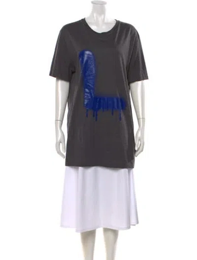 Pre-owned Lanvin Graphic Print Crew Neck T-shirt In Grey
