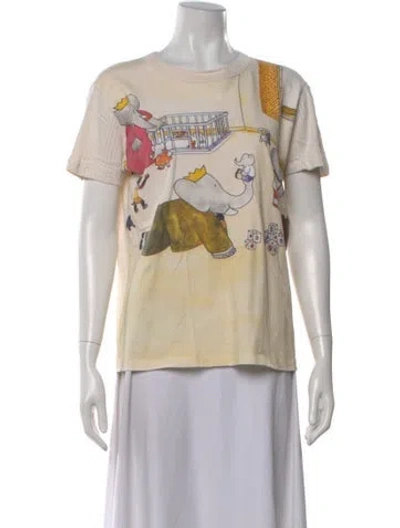 Pre-owned Lanvin Graphic Print Crew Neck T-shirt In Neutral