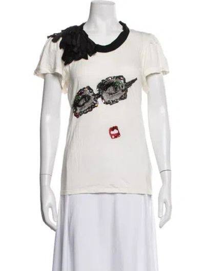 Pre-owned Lanvin Graphic Print Crew Neck T-shirt In Neutrals