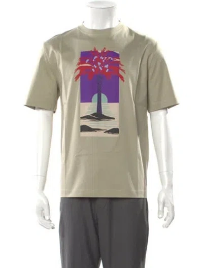 Pre-owned Lanvin Graphic Print Crew Neck T-shirt W/ Tags In Neutrals