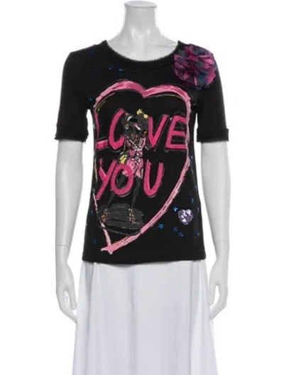 Pre-owned Lanvin Graphic Print Crew Neck T-shirt In White