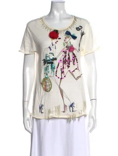 Pre-owned Lanvin Graphic Print Crew Neck T-shirt In White