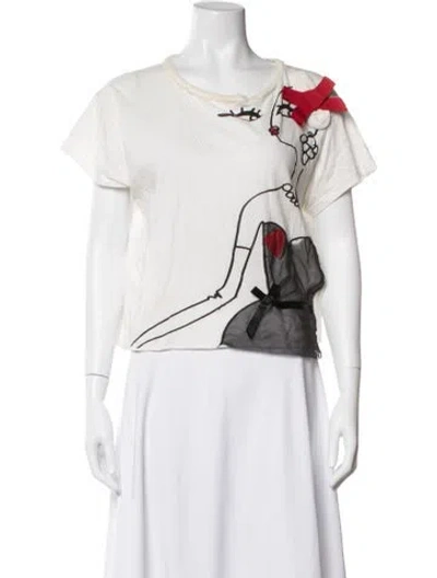 Pre-owned Lanvin Graphic Print Crew Neck T-shirt In White