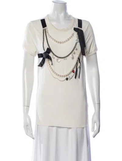 Pre-owned Lanvin Graphic Print Crew Neck T-shirt In White