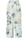 Lanvin Graphic-print Silk Cropped Trousers In Multi
