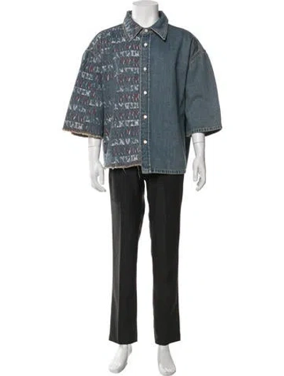 Pre-owned Lanvin Graphic Print Denim Jacket In Blue