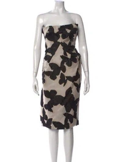 Pre-owned Lanvin Graphic Print Knee-length Dress In Black