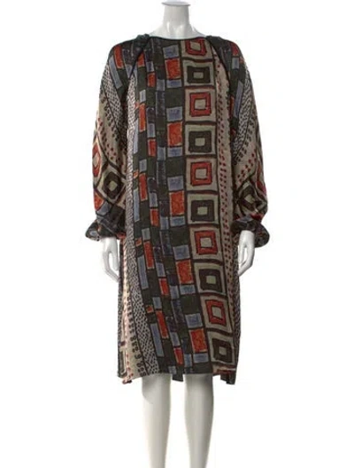 Pre-owned Lanvin Graphic Print Knee-length Dress In Green