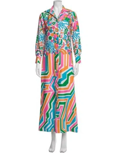 Pre-owned Lanvin Graphic Print Long Dress In Multicolor