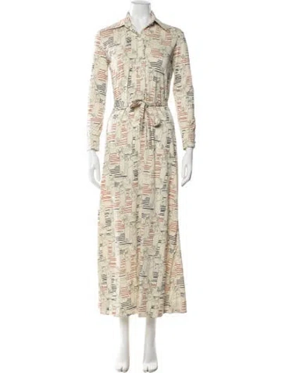 Pre-owned Lanvin Graphic Print Long Dress In Neutral