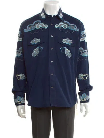 Pre-owned Lanvin Graphic Print Long Sleeve Shirt In Blue