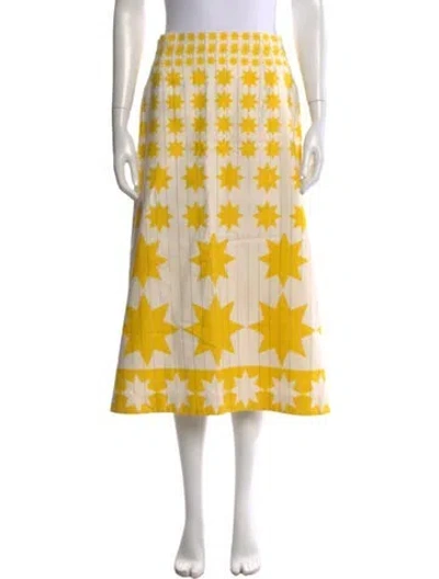 Pre-owned Lanvin Graphic Print Midi Length Skirt In White