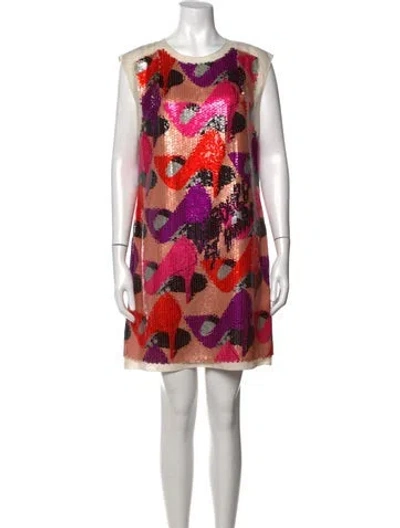 Pre-owned Lanvin Graphic Print Mini Dress In Red