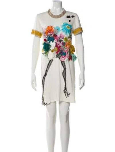 Pre-owned Lanvin Graphic Print Mini Dress In White
