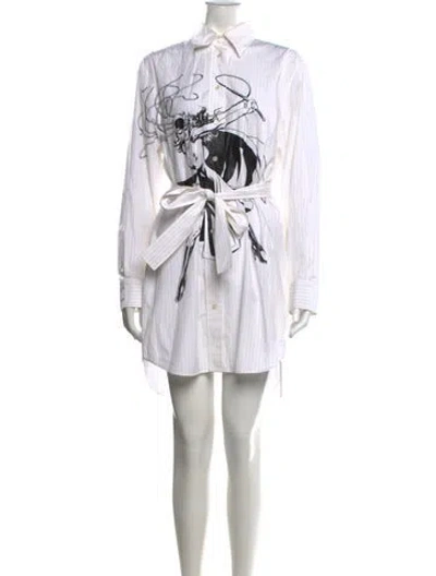 Pre-owned Lanvin Graphic Print Mini Dress In White