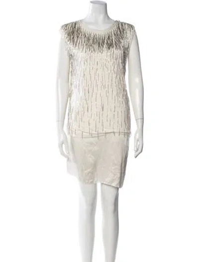 Pre-owned Lanvin Graphic Print Mini Dress In White