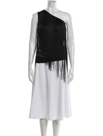 Pre-owned Lanvin Graphic Print One-shoulder Top In Black