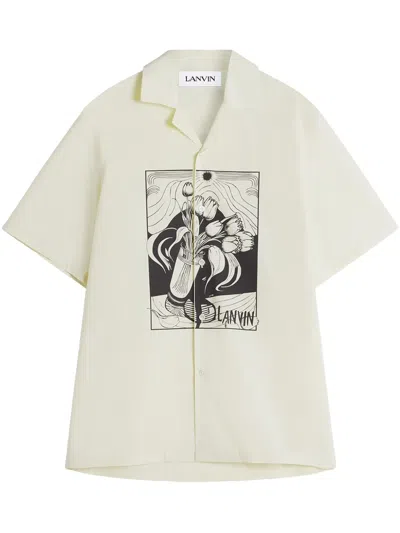 Lanvin Vase Printed Cotton Shirt In White