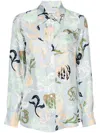 Lanvin Graphic-print Silk Shirt In Blue