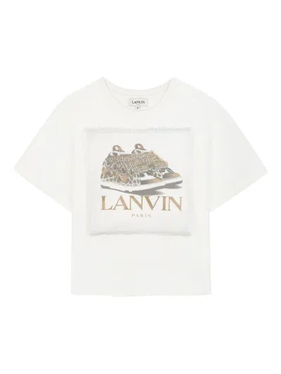 Lanvin Graphic Short Sleeve T-shirt For Girls In White