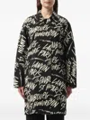 Lanvin Graphic-print Lapel-collar Coat In Black