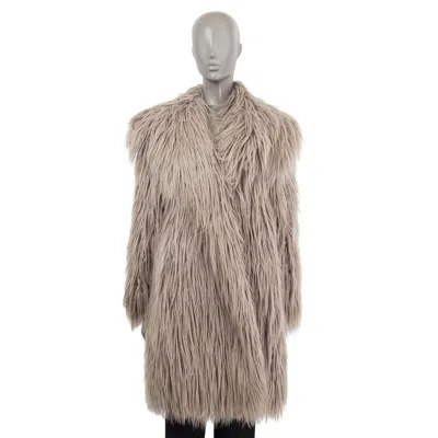 Pre-owned Lanvin Gray 2014 Shaggy Faux Fur Coat Jacket 36 Xs