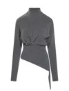 Lanvin Draped Jumper In Gray